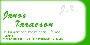 janos karacson business card